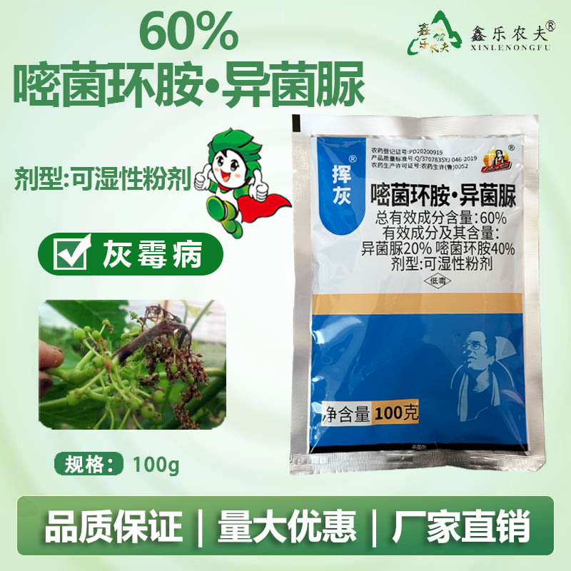 杀菌剂60%嘧菌环胺异菌脲可湿性粉剂防治灰霉病厂家直销低毒农药