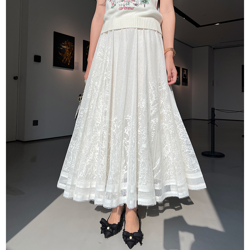 【琳媚】复古百搭减龄大裙摆蕾丝半身裙女