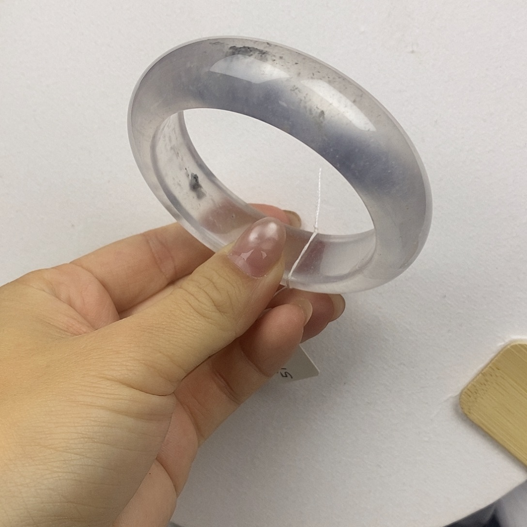 石英质玉未镶嵌手镯57.9冰飘雪乌鸡花6298