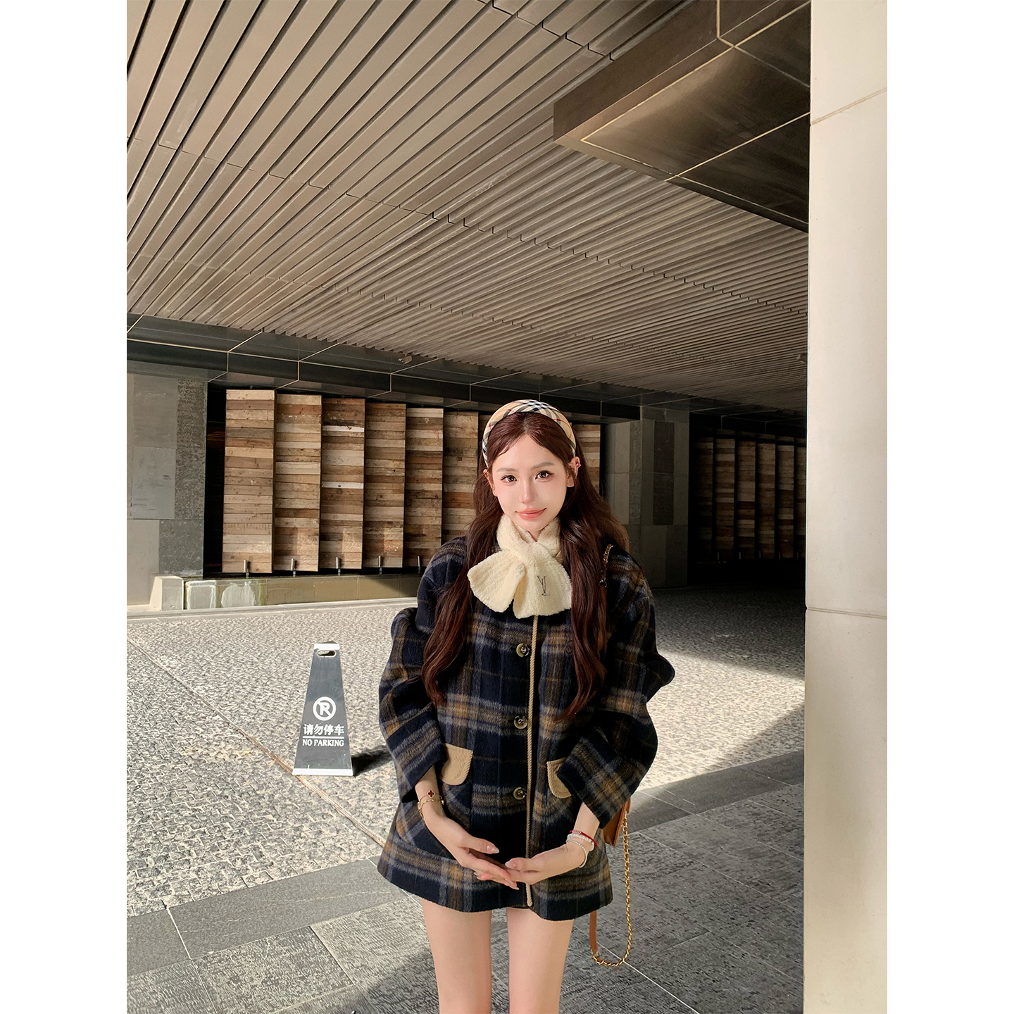 八盖pinky piggy   莫蒂迷失林 秋冬经典格纹两面穿外套