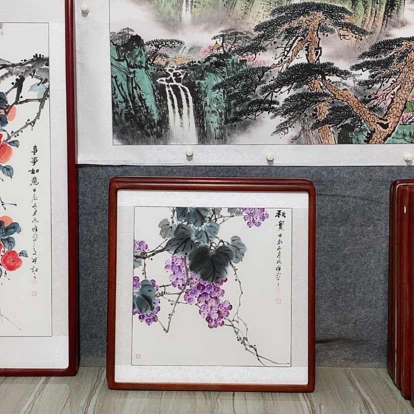 【闪购商品】国画往**风书画作品带框65×65厘米