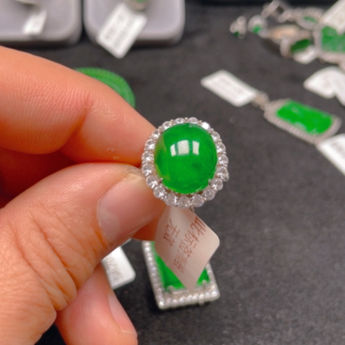 【闪购商品】翡翠颈饰银S925镶嵌戒指