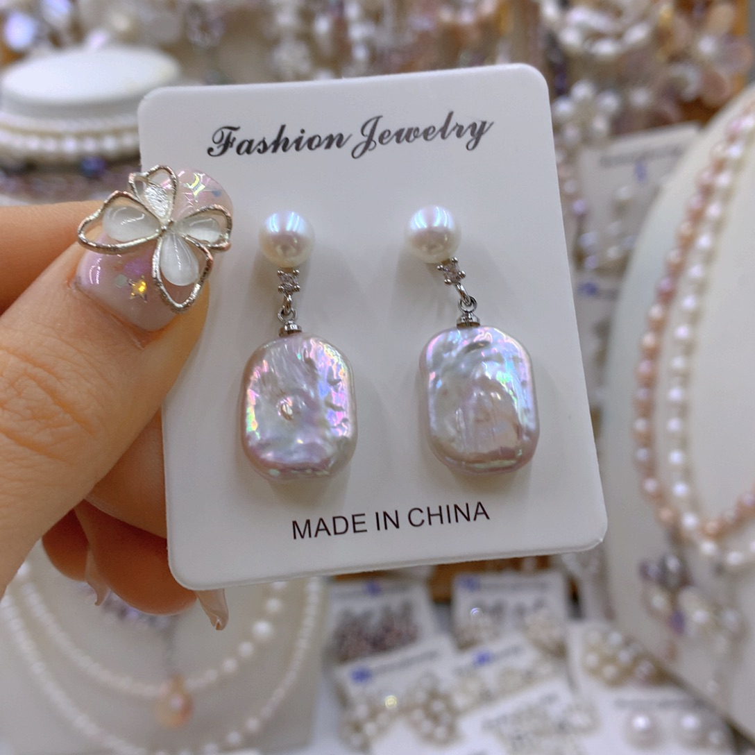 淡水珍珠耳饰合金