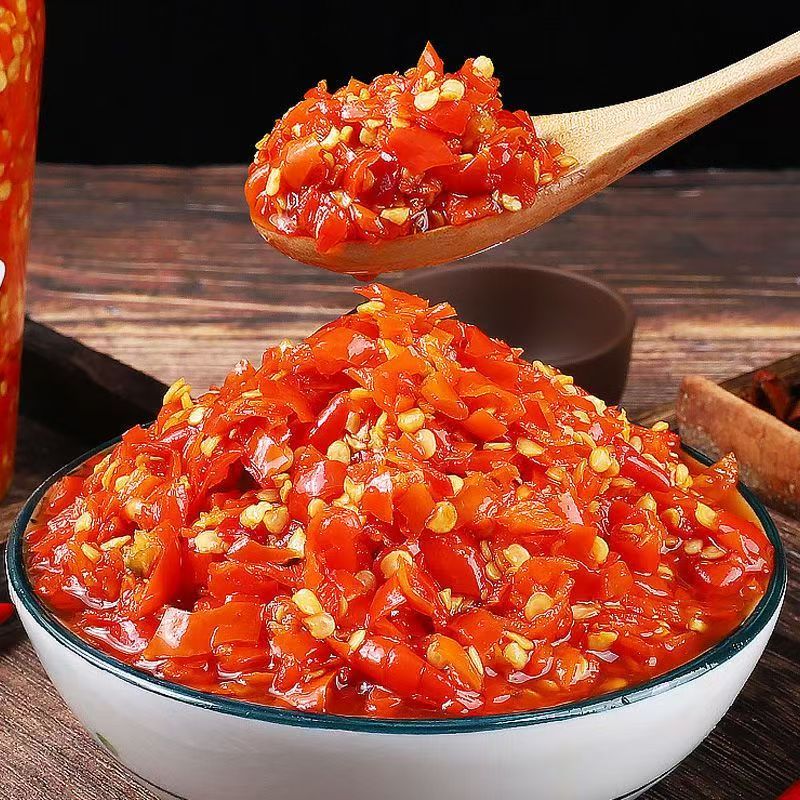 湖南农家手工剁辣椒下饭菜剁辣椒拌饭开胃菜小米椒泡椒