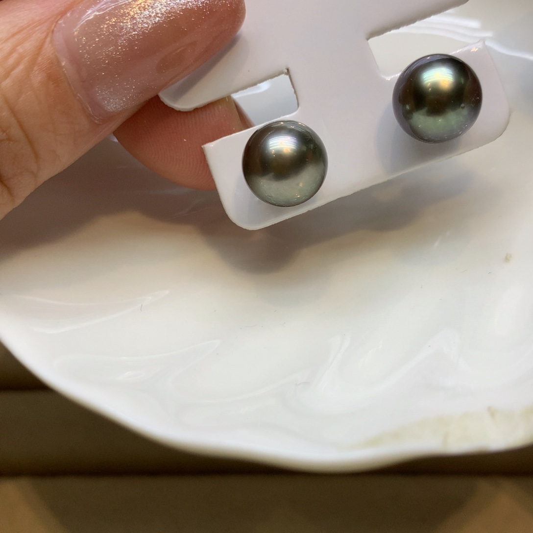 银S925镶嵌耳饰海水珍珠