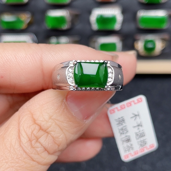 翡翠戒指银S925镶嵌没有运费险编号2836