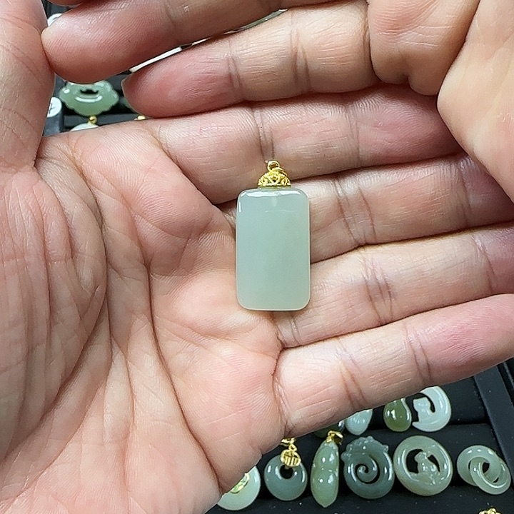 和田玉吊坠(不含链)银S925镶嵌