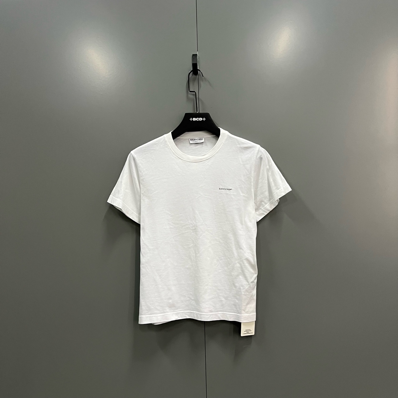 99新 Balenciaga/巴黎世家 zz3 白色印花小logo短袖 L码/602813
