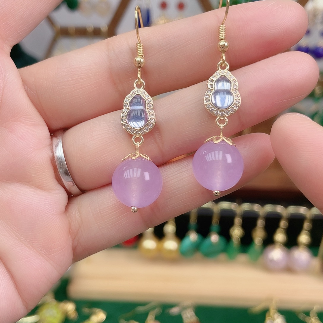 玛瑙/玉髓合金耳饰
