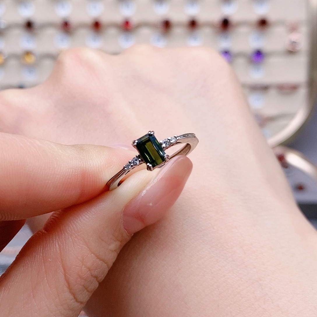 碧玺戒指银S925镶嵌戒指