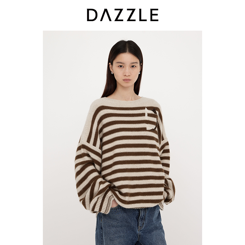 DAZZLE地素 2024冬季新款针织提花套衫2J1E459
