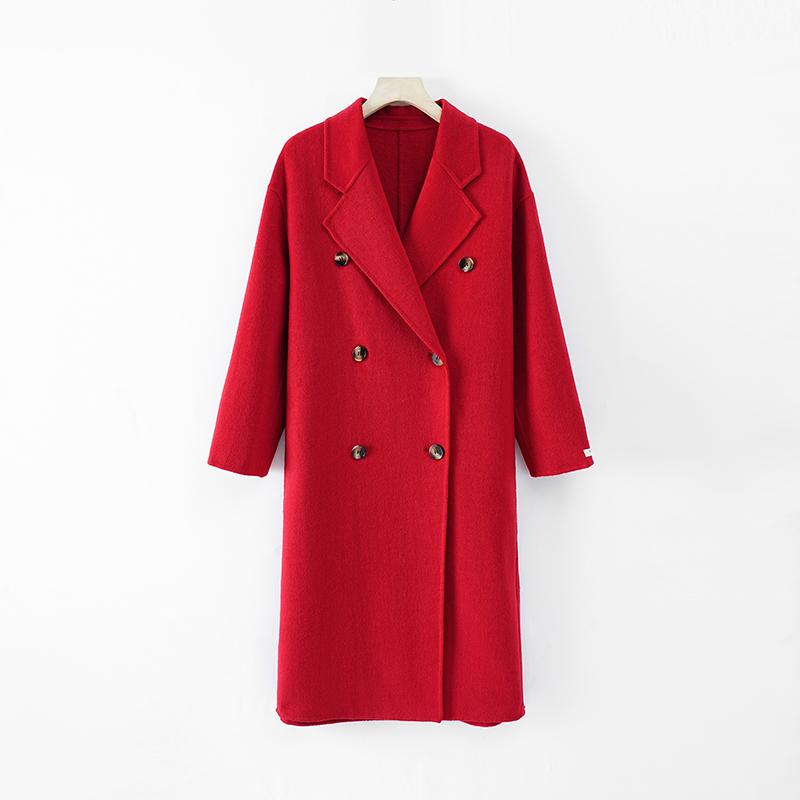 经典双面呢秋冬双排扣气质时尚百搭女士毛呢外套WH-2201