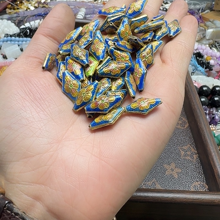 玛瑙/玉髓未镶嵌珠宝半成品三个11x20m景泰蓝