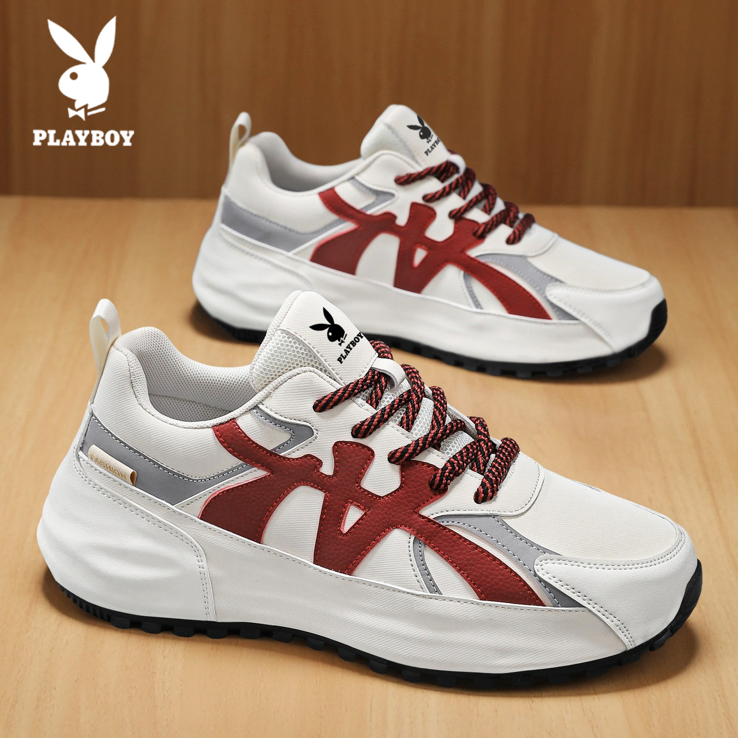 PLAYBOY花花公子男鞋秋季百搭厚底增高网面透气休闲运动鞋