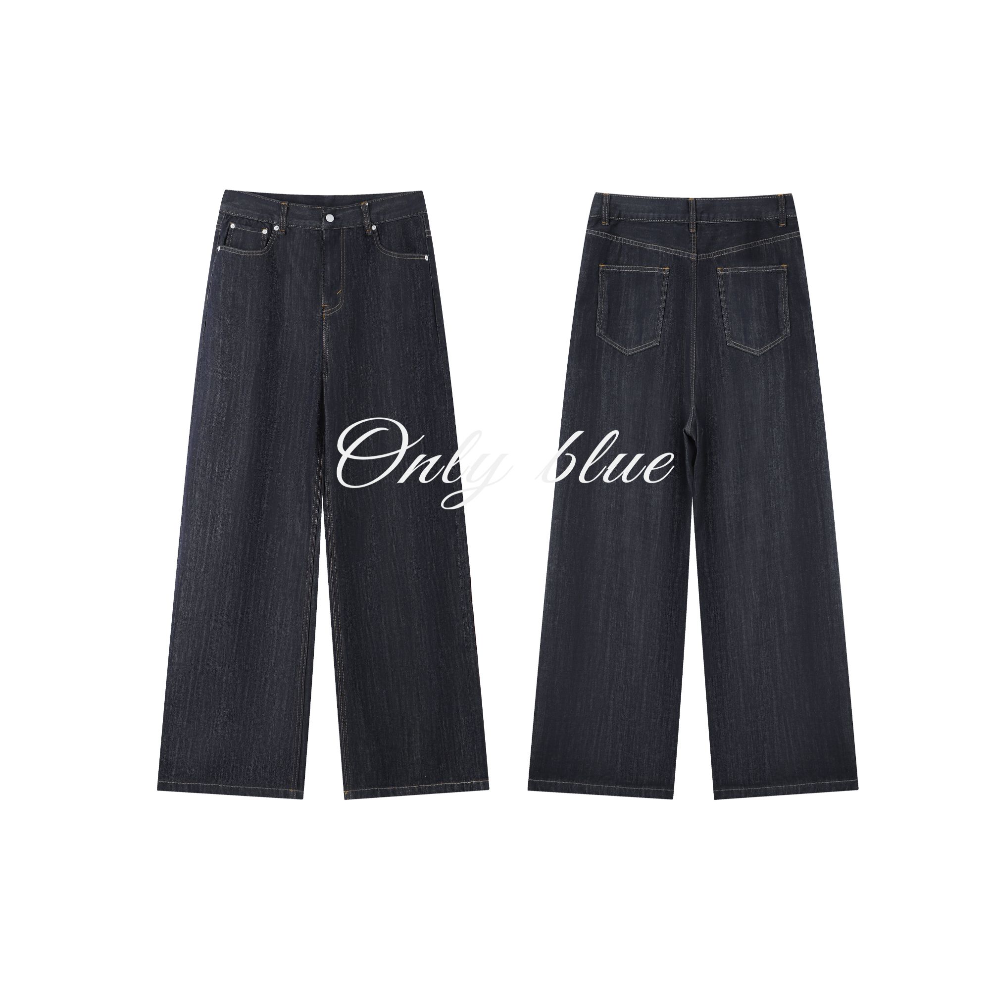 “ONLY BLUE"【经典A字】原色明线直筒立体挺阔水洗男女牛仔长裤