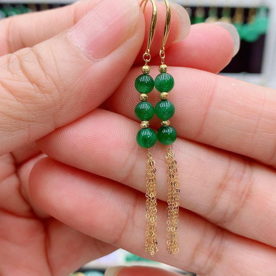 翡翠18K金镶嵌耳饰