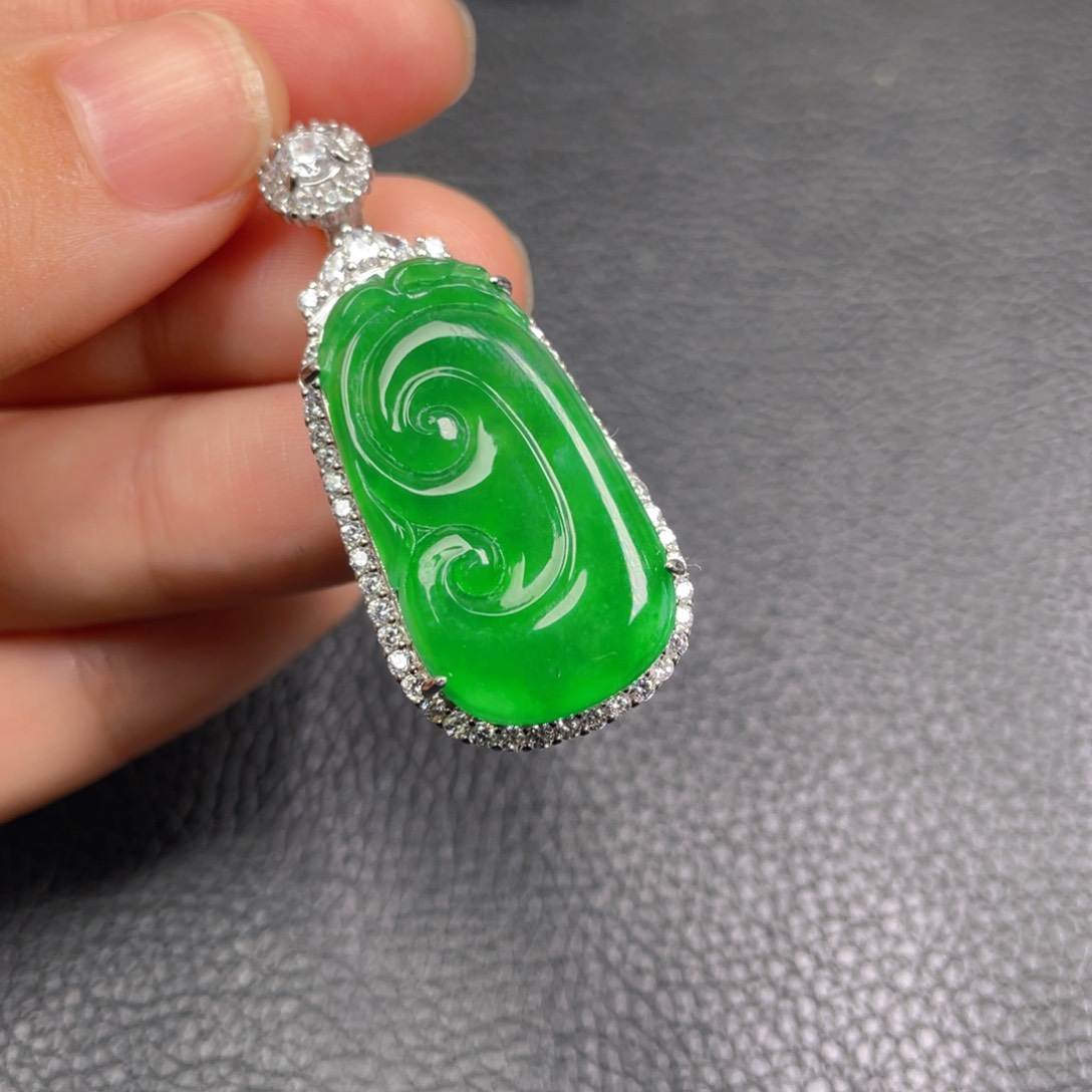 翡翠吊坠(不含链)银S925镶嵌