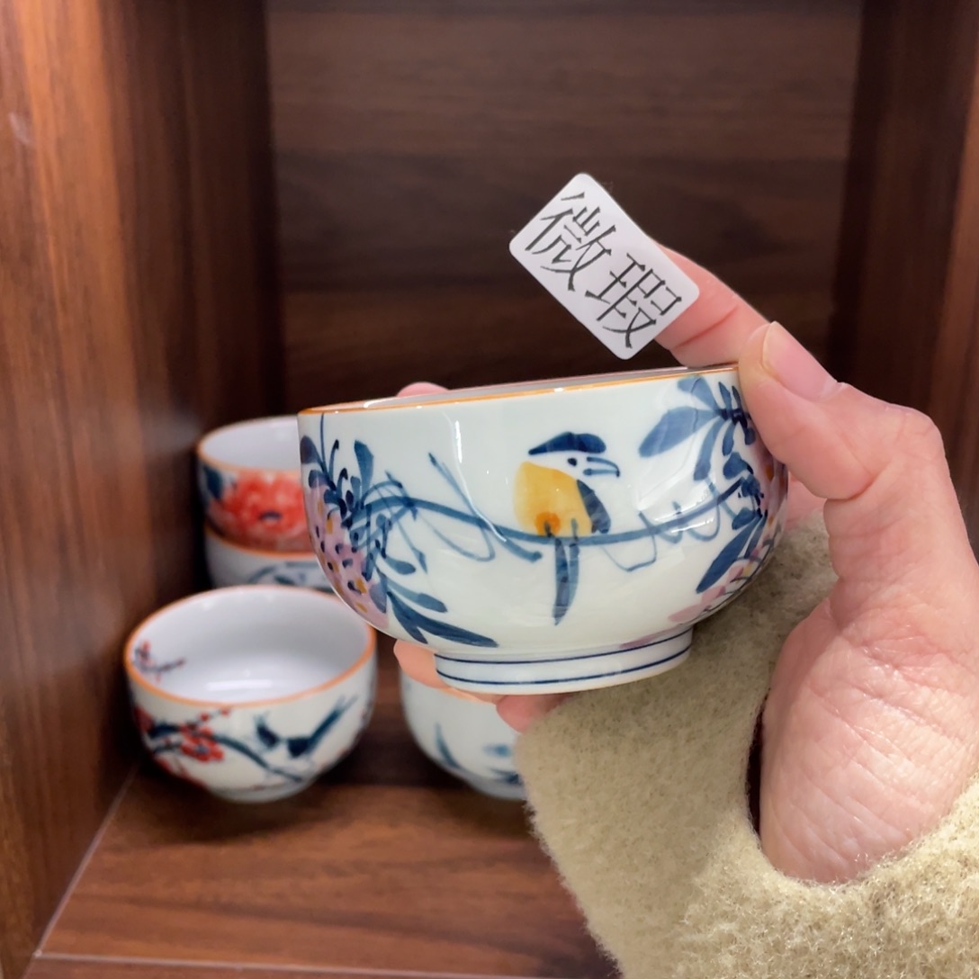 釉下手绘茶具微瑕