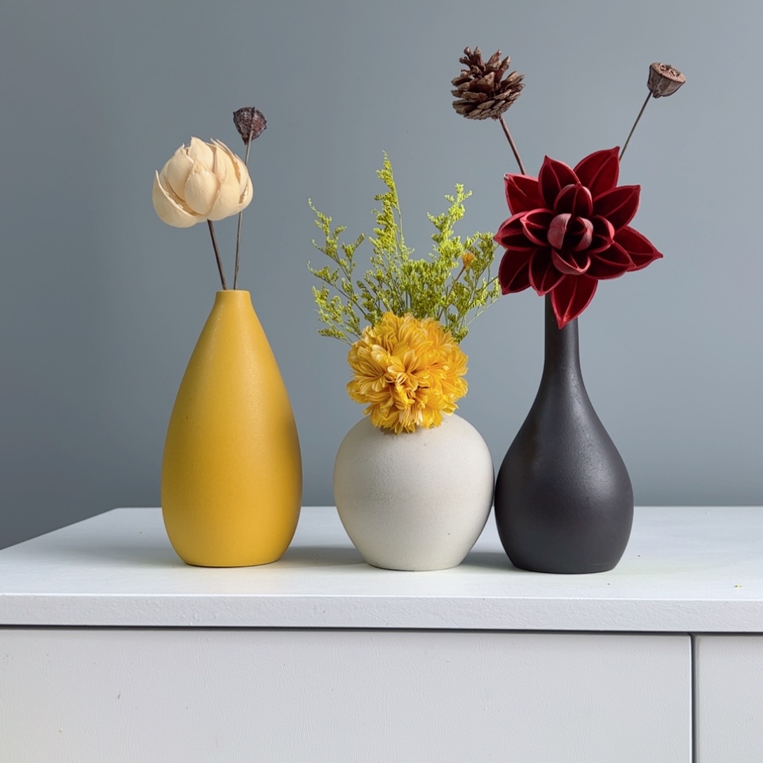 摆件陶瓷小花瓶摆件含花总高约20-30cm