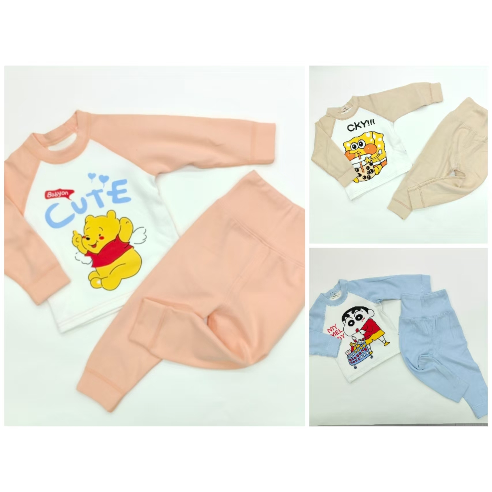 新款儿童卡通插肩高腰套装46220