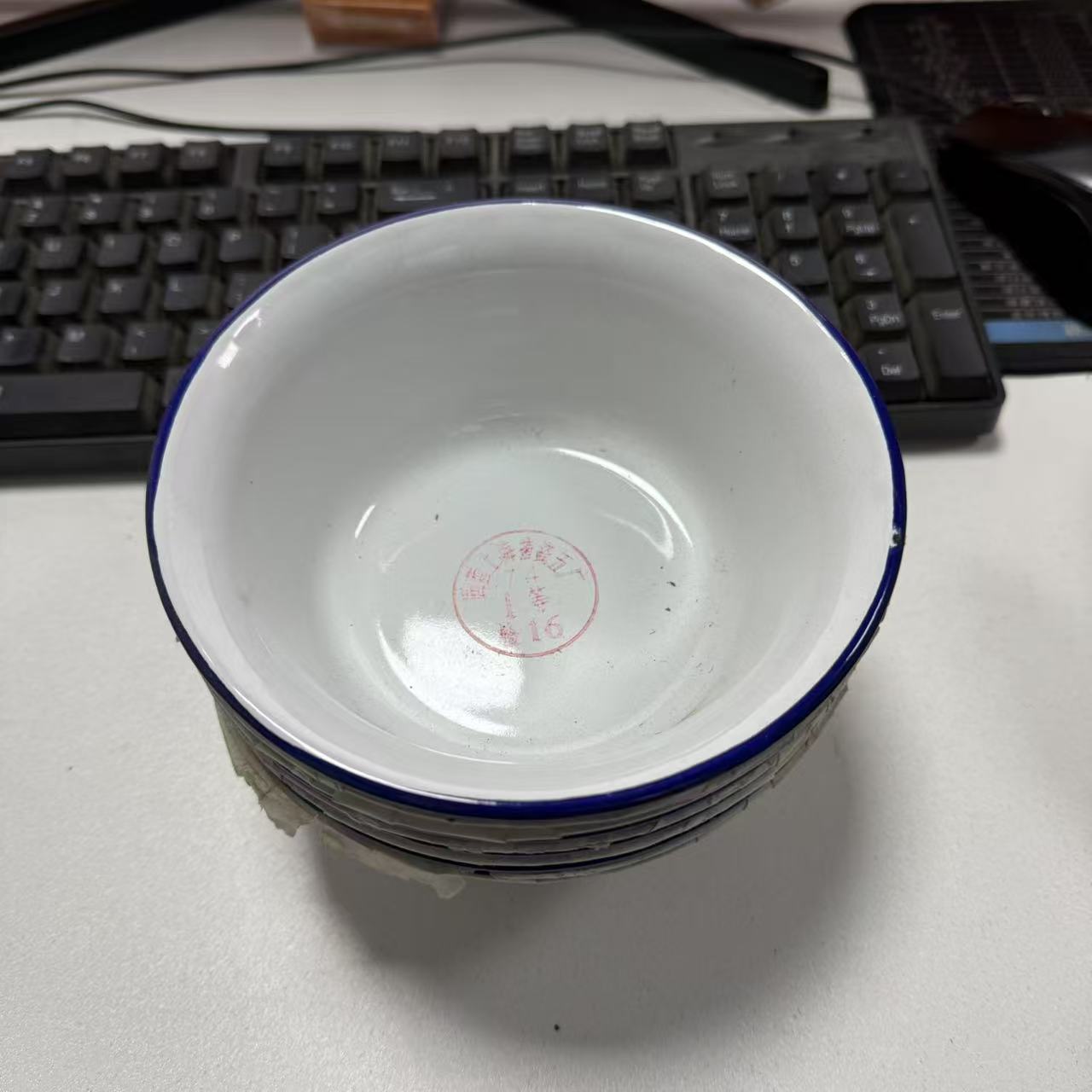 库存老货白色陶瓷碗五六十年代制收藏怀旧
