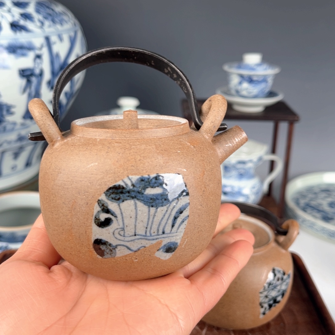 青花荷花碎片煮水壶