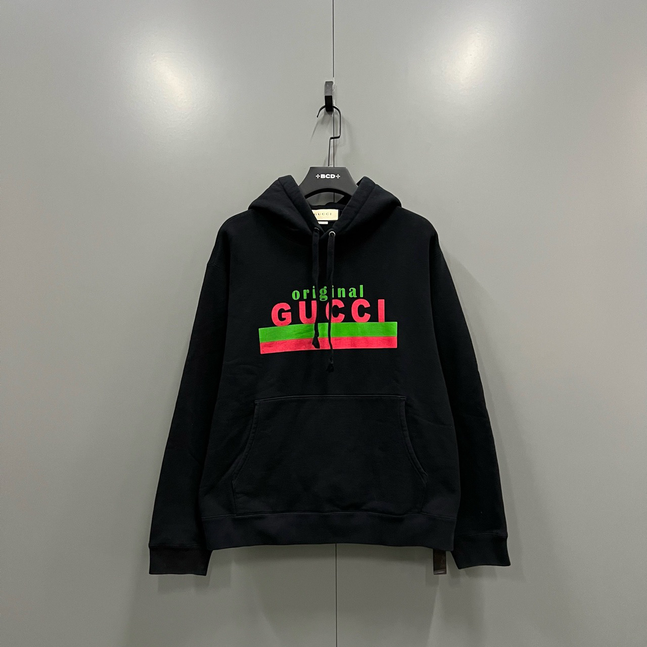 95新 GUCCI/古驰 ab 红绿条纹logo帽衫 L码/