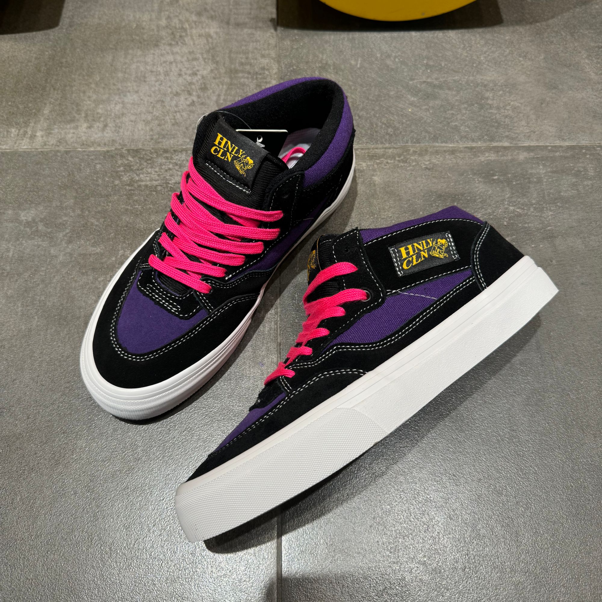 【高品质牛皮】黑紫拼色真牛皮拼接复古中帮板鞋百搭潮鞋休闲鞋街拍