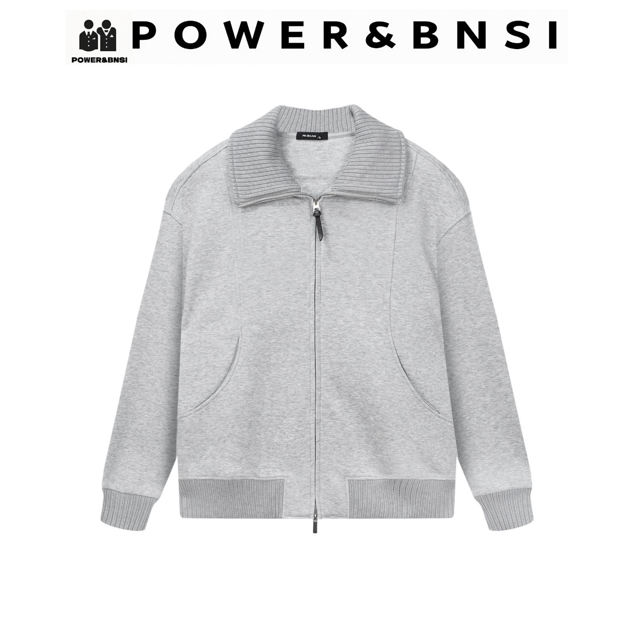 POWER&BNSI 新款男秋冬卫衣条纹百搭休闲宽松版翻领开衫外套