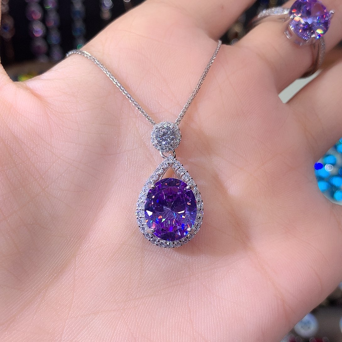 无吊坠925银浅紫罗兰色吊坠1012