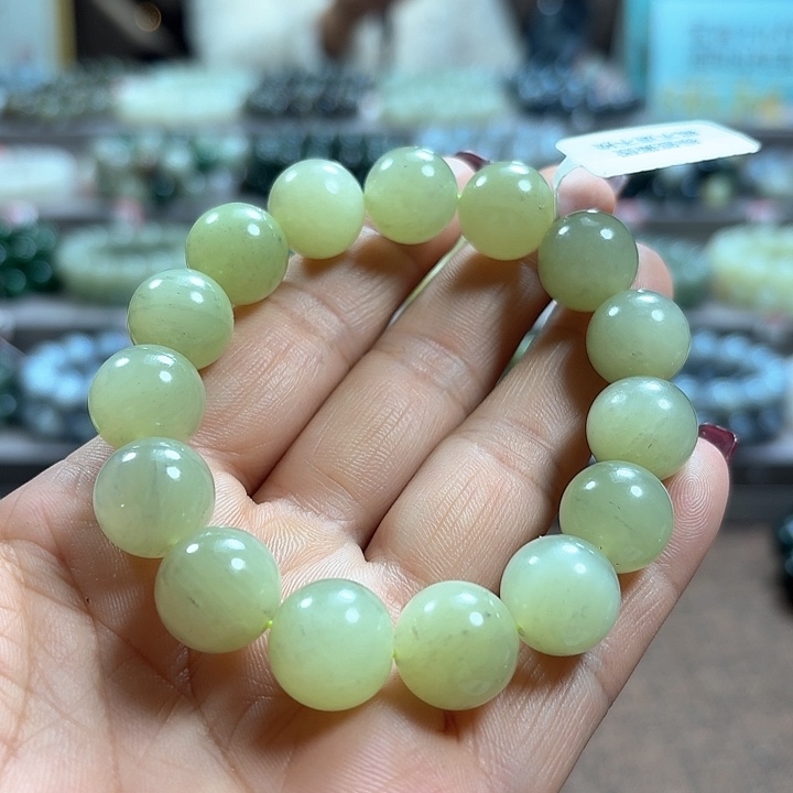 和田玉手链未镶嵌清新疆若羌黄口料青花卡14