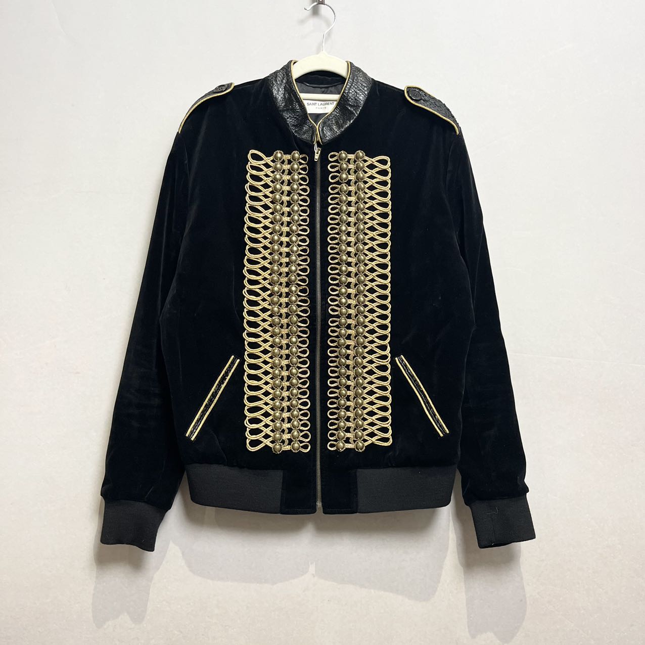 99新 YSL/圣罗兰 蔚蓝中古/ 蛇纹宫廷夹克 48码