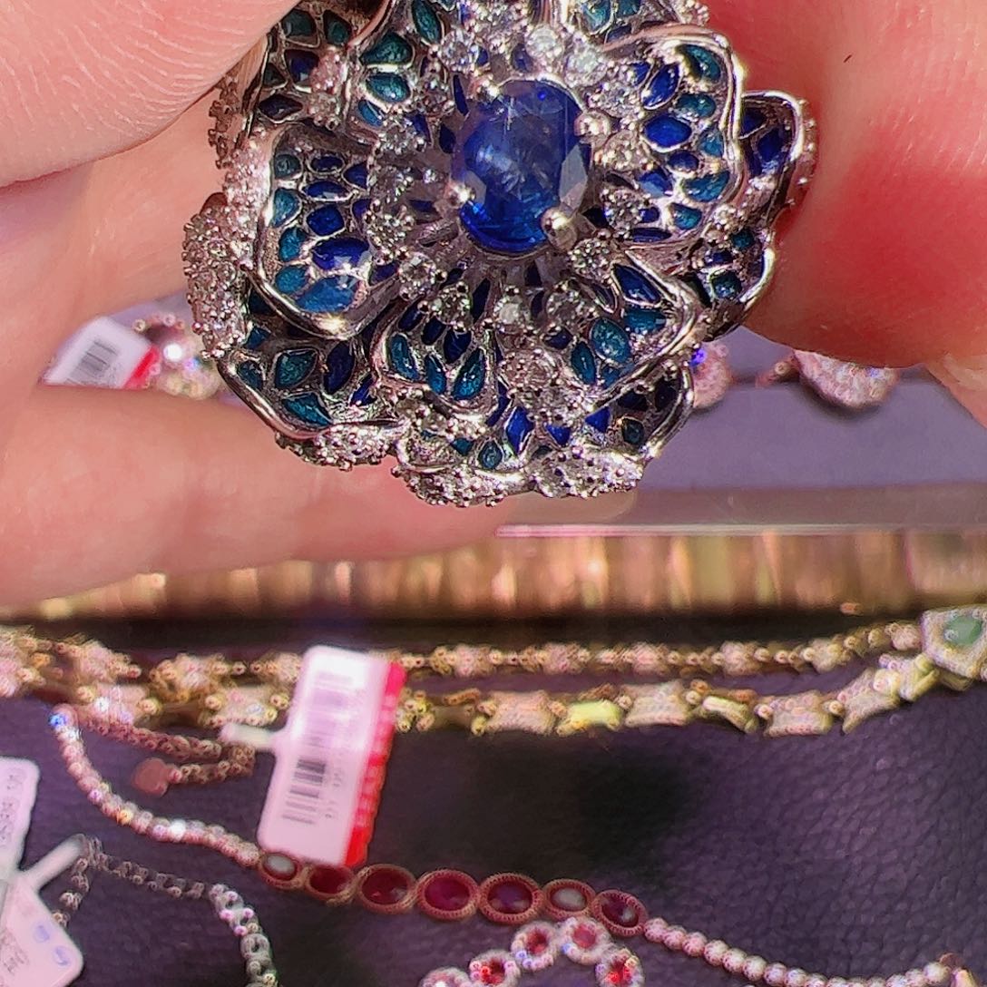 蓝宝石吊坠银S925镶嵌