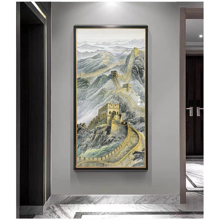 [喜宅家艺]Q84长城玄关时尚轻奢纯手工钢化玻璃装裱高端装饰画