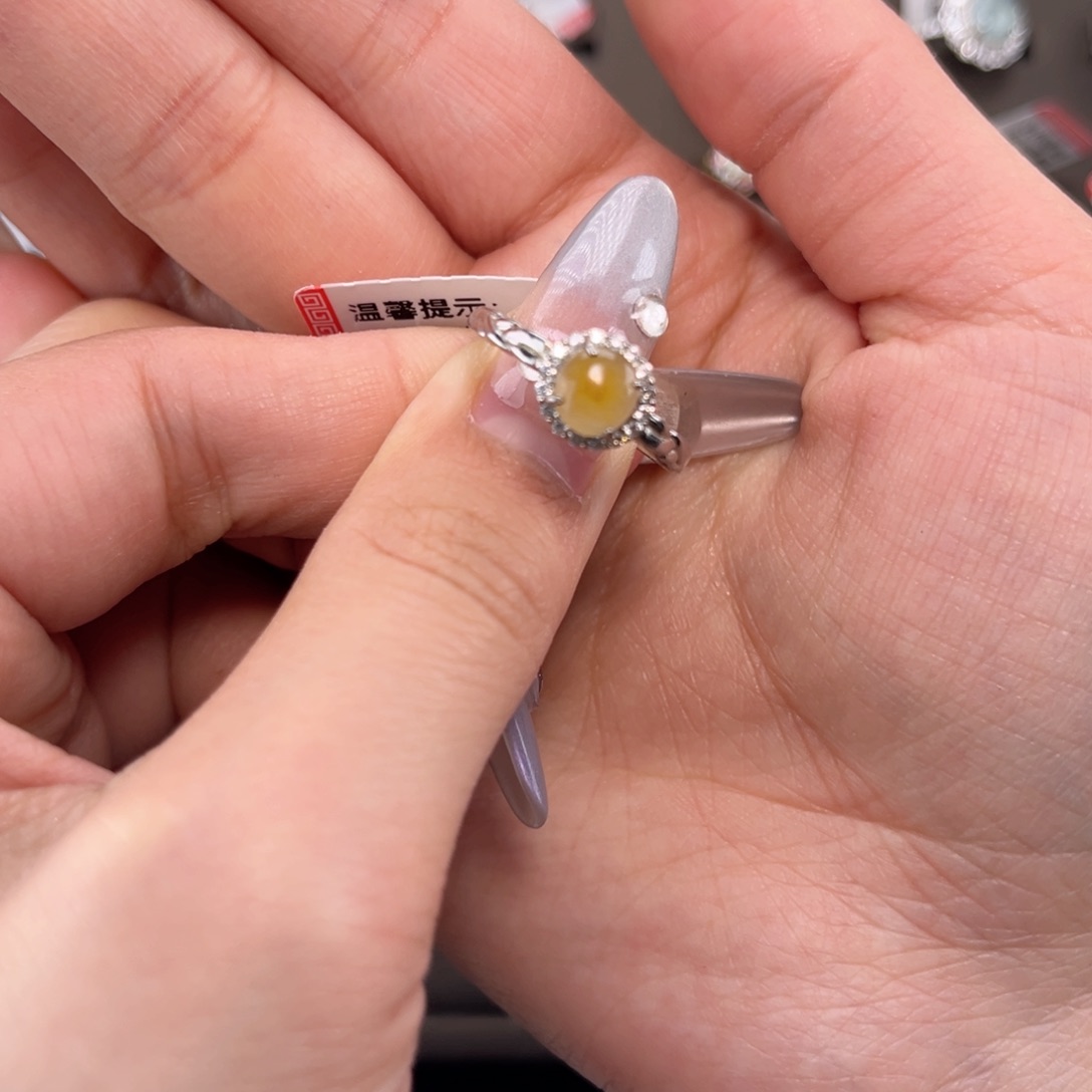 翡翠戒指银S925镶嵌66888