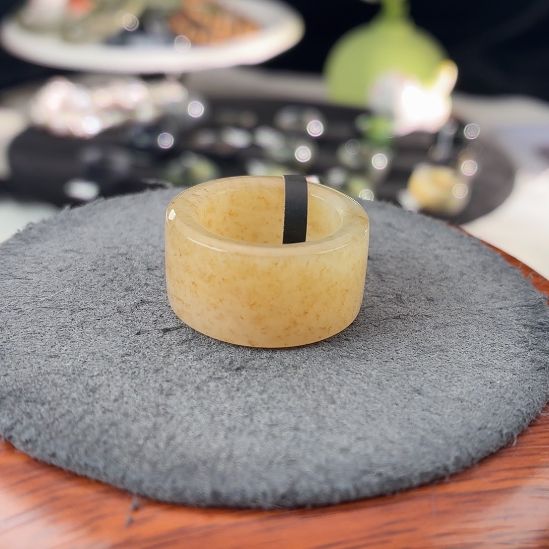 和田玉未镶嵌戒指b24金桂花圆切17.1不退换