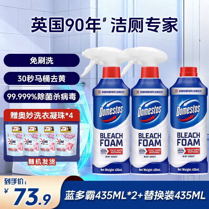 蓝多霸净白洁厕泡泡洁厕剂免刷洗30秒清洁马桶去黄除菌杀病毒家用