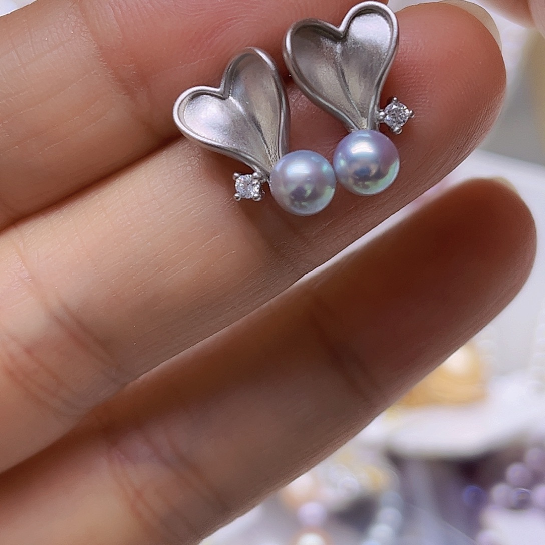 吊坠或者耳钉淡水珍珠银S925镶嵌