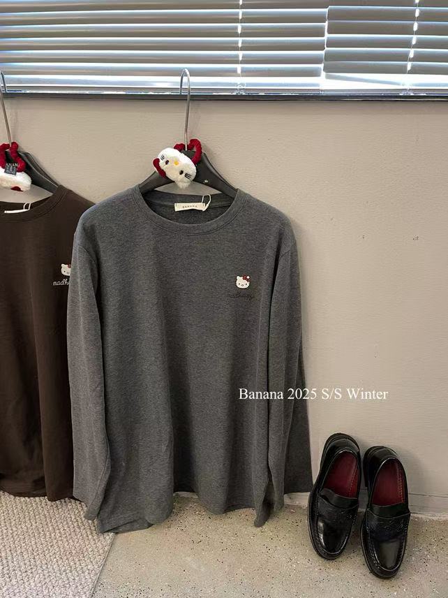 BANANA-91277#简约百搭宽松卡通KT磨毛上衣