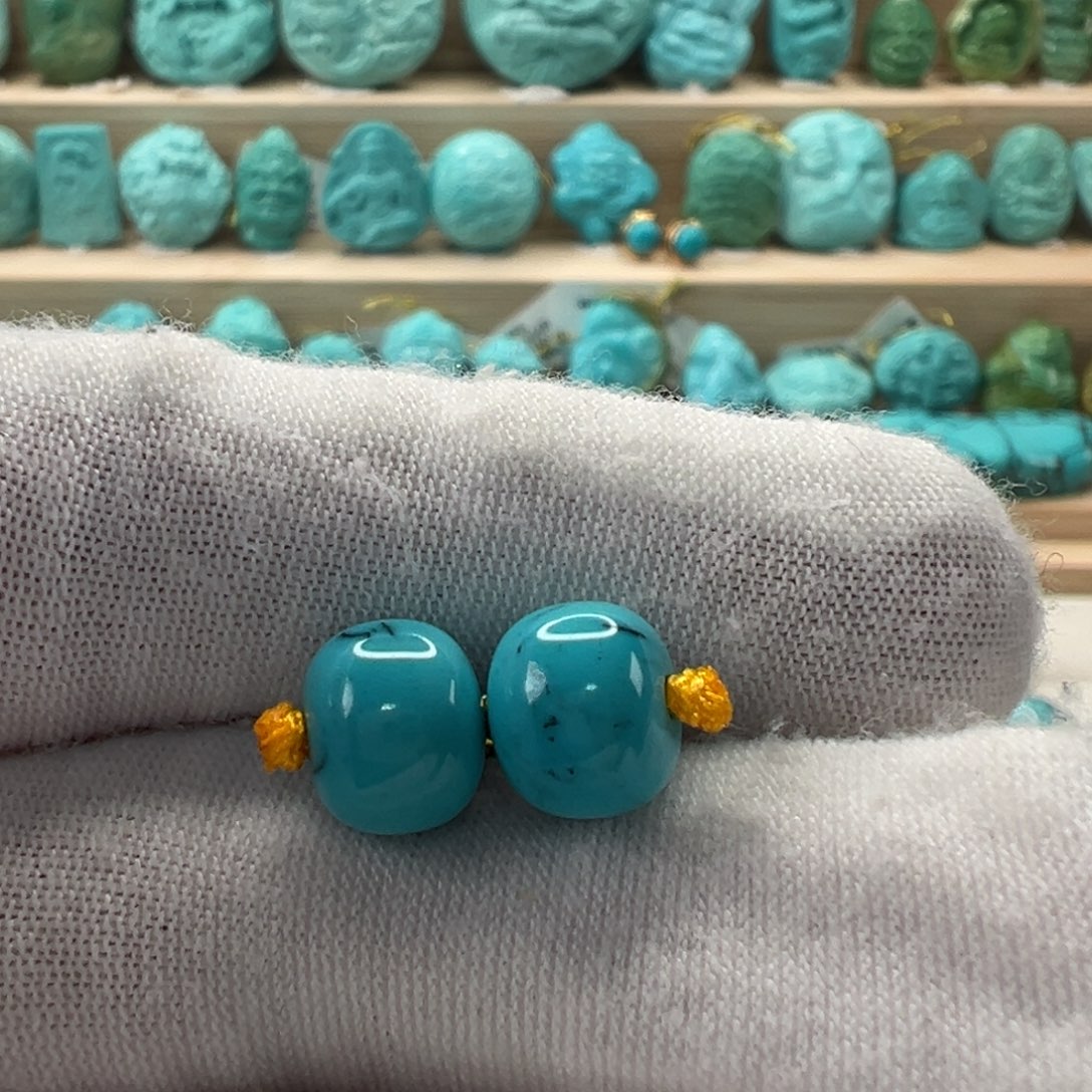 未镶嵌绿松石老型对珠8.7mm