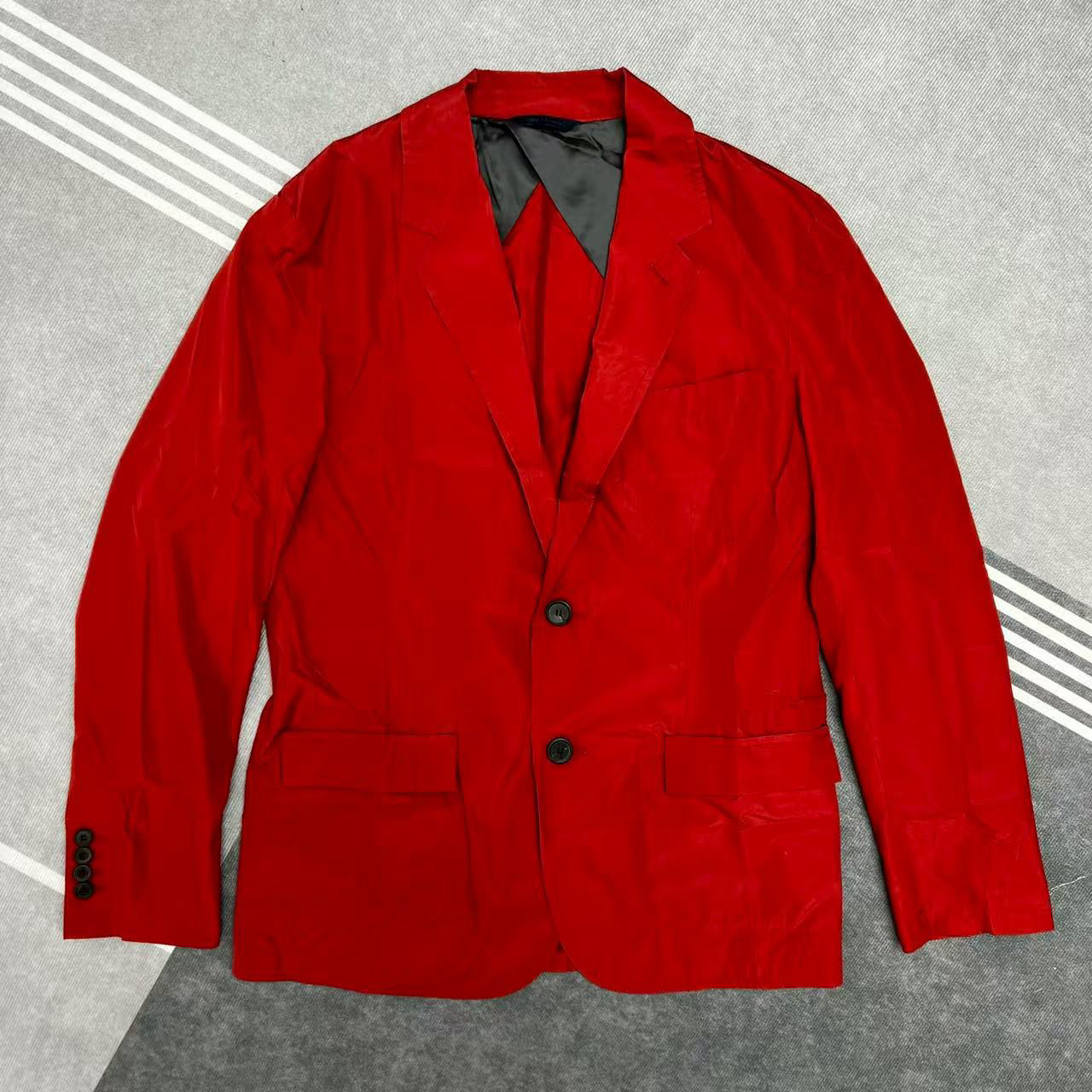 未使用 LANVIN 薄款免烫酒红色韩版纯色西装通勤必备男士百搭