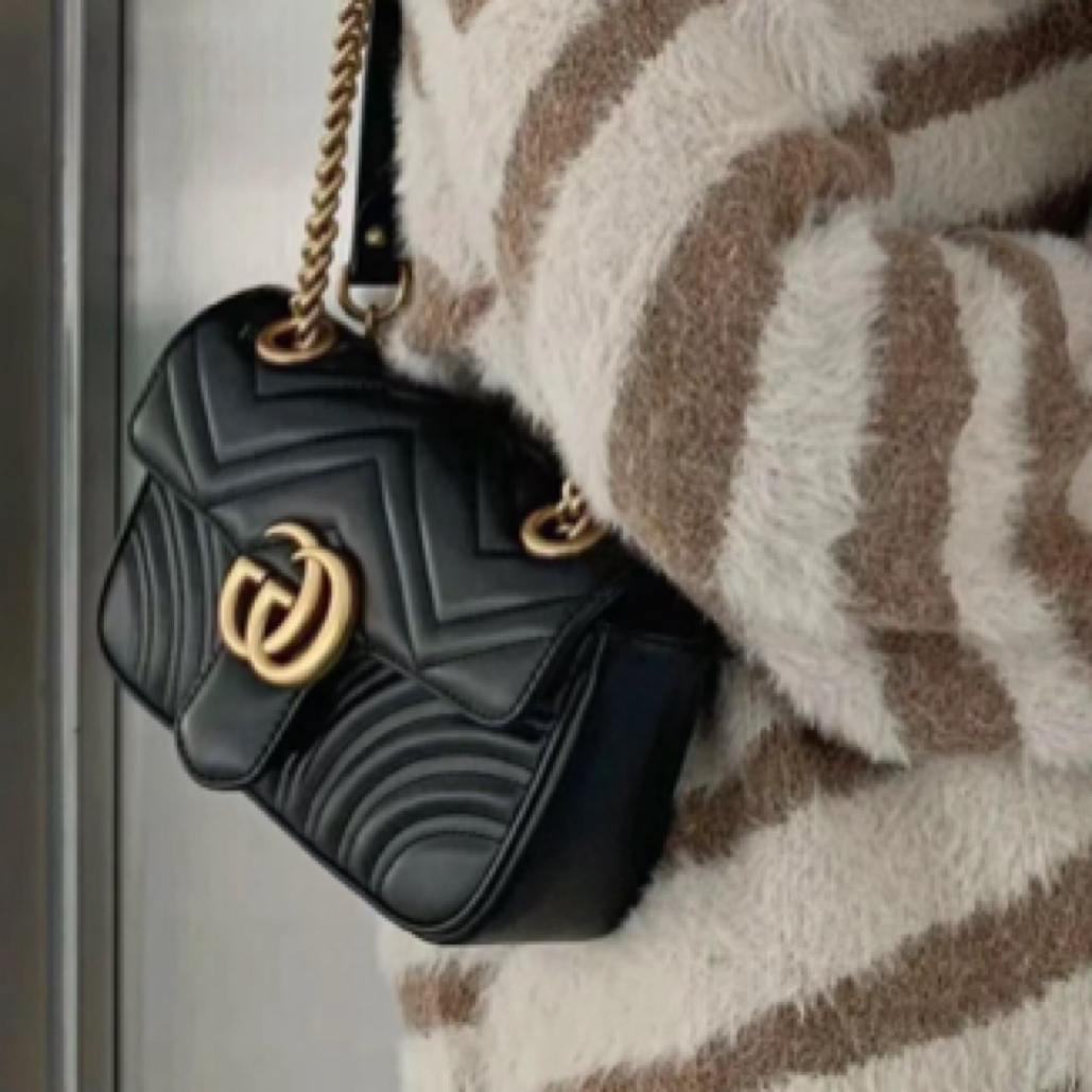 99新 GUCCI/古驰 GG Marmont 马蒙26 链条包单肩斜挎包 