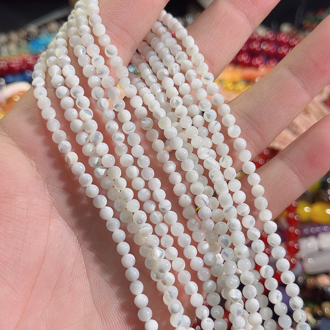 玛瑙/玉髓未镶嵌珠宝半成品白蝶贝4mm