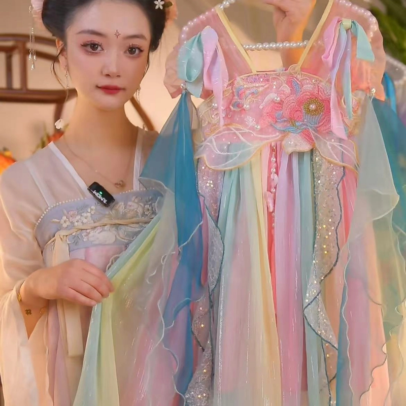 汉绣坊【再桃公主】2025新款女童国风仙气夏季休闲汉服裙25116