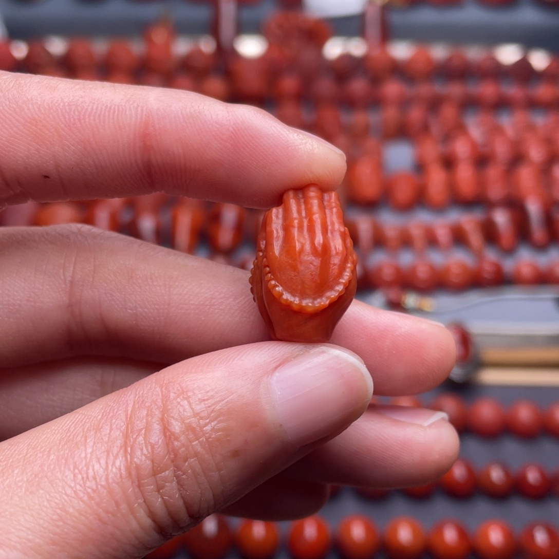 南红玛瑙未镶嵌其他W12瓦西柿子红佛手配饰柔光