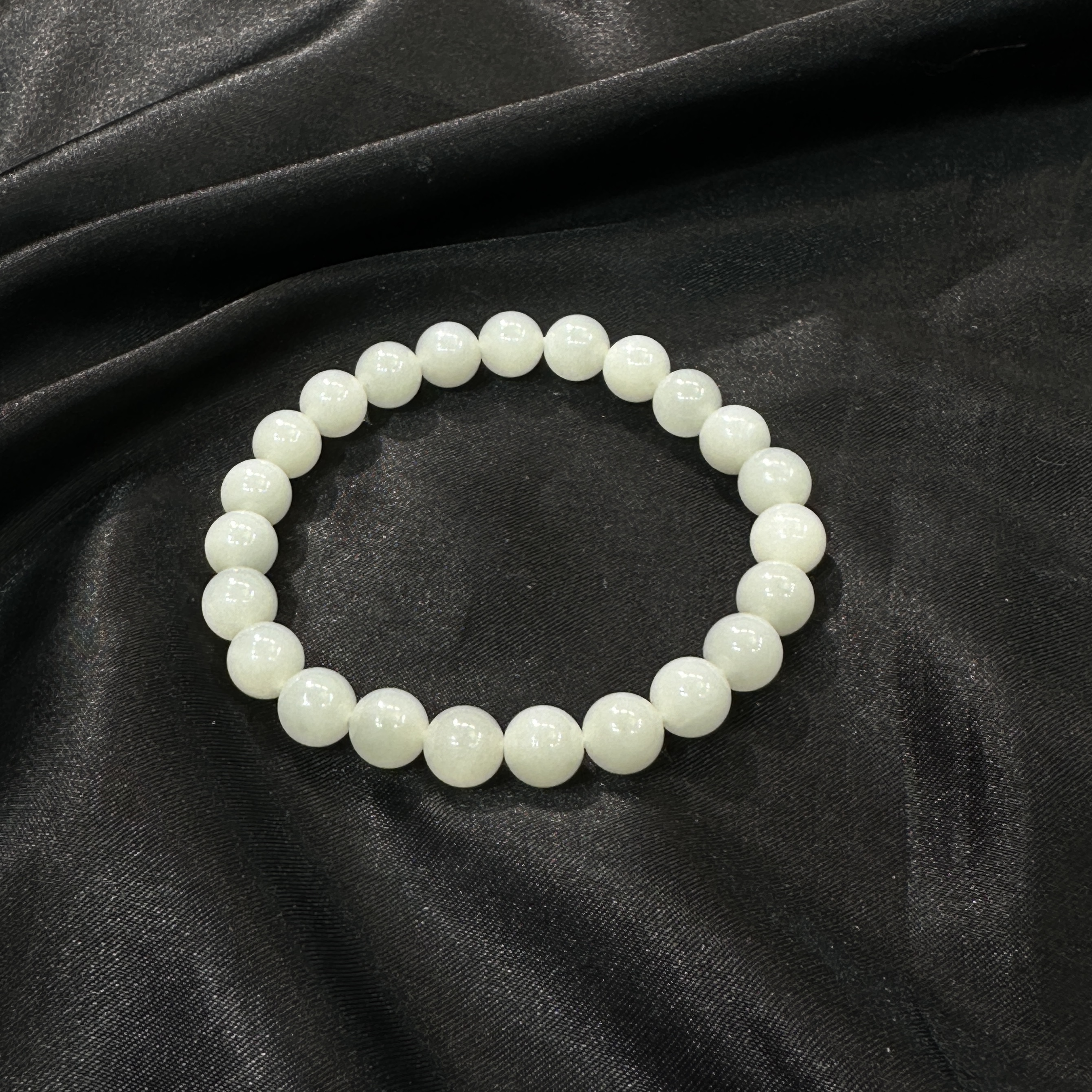 新疆和田玉于田料卡8圆珠手串男女同款 高级 和田玉珠串