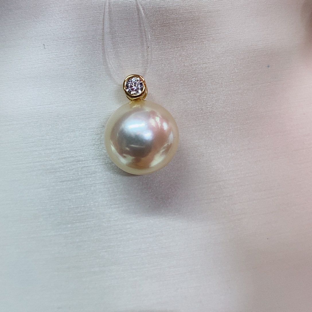 吊坠(不含链)银S925镶嵌海水珍珠12-13