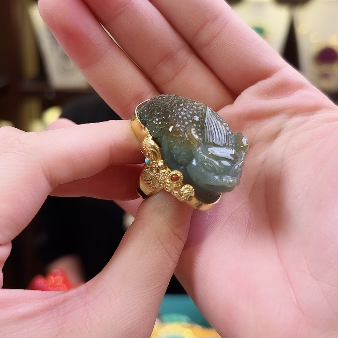 翡翠戒指银S925镶嵌戒指