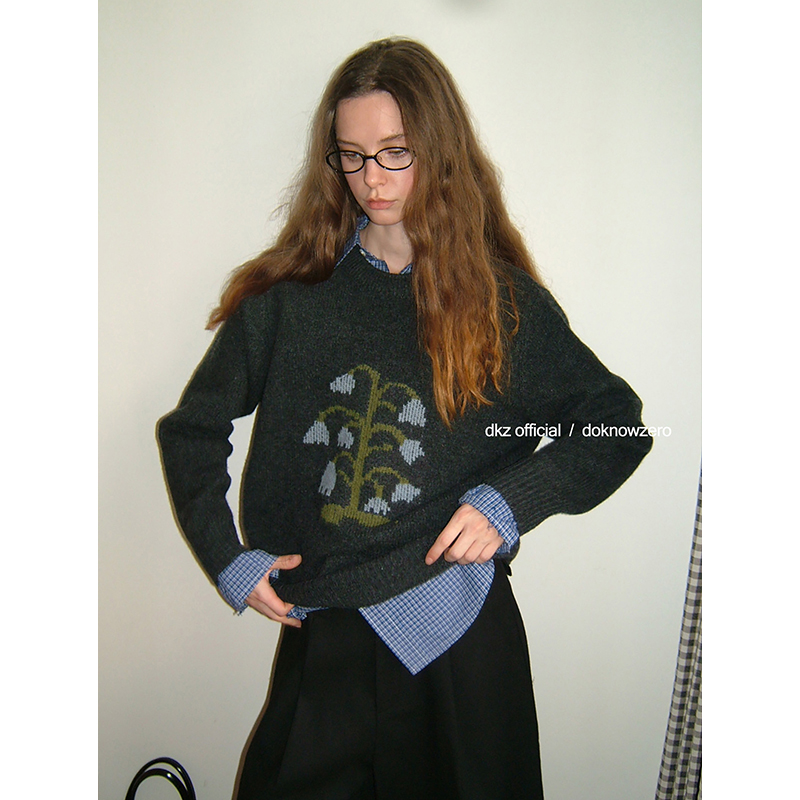 DKZ羊毛铃兰花提花毛衣