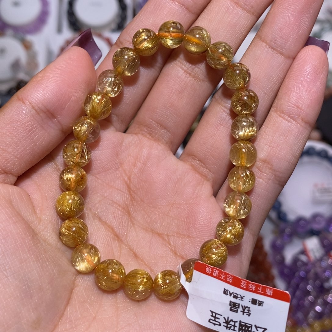 【闪购商品】发晶手串未镶嵌文*同烟花钛金7.8mm